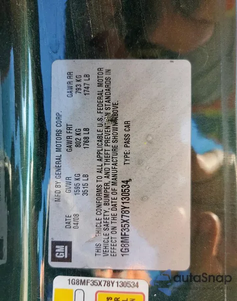 2008 Saturn Sky Redline from USA, damaged, VIN 1G8MF35X78Y130534